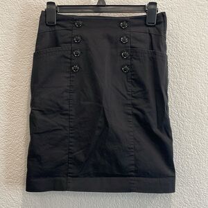H&M Black Pencil Skirt with Faux Buttons Size 4